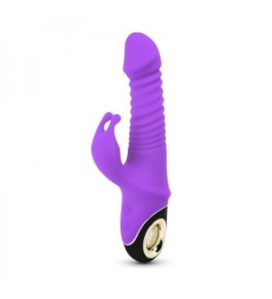 Vibrador rabbit de empuje recargable de 9 velocidades con rotación