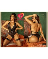 Body de encaje que combina sensualidad y ternura Preto
