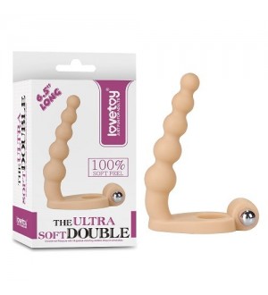 Anillo de pene vibrador con tira anal The Ultra Soft Bead 6.5''