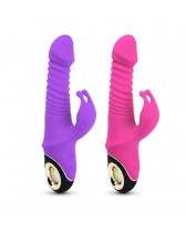 Vibrador rabbit de empuje recargable de 9 velocidades con rotación