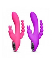 Vibrador rabbit para doble penetración con tira anal - Anal beads rabbit