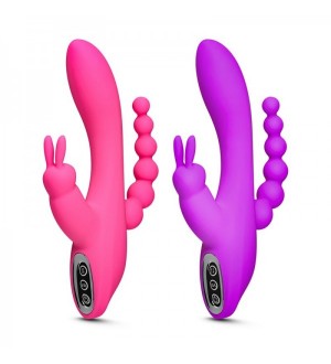 Vibrador rabbit para doble penetración con tira anal - Anal beads rabbit