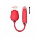 Vibrador con movimiento de penetración y rosa estimuladora de clítoris por pulsión