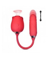 Vibrador con movimiento de penetración y rosa estimuladora de clítoris por pulsión