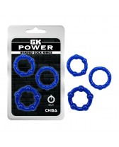 Set de 3 anillos de pene texturados Beaded Cock Rings - Blue