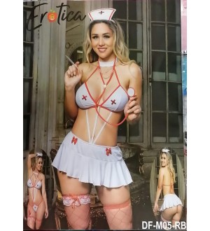 Traje de fantasia o disfraz erótico de enfermera sexy de 5 piezas