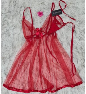 Babydoll triangular de gasa transparente