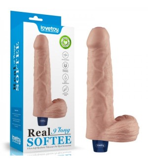 Vibrador realista recargable de 9" REAL SOFTEE Rechargeable Vibrating Dildo