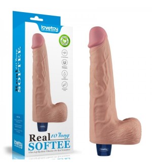 Vibrador realista recargable de 10" REAL SOFTEE Rechargeable Vibrating Dildo