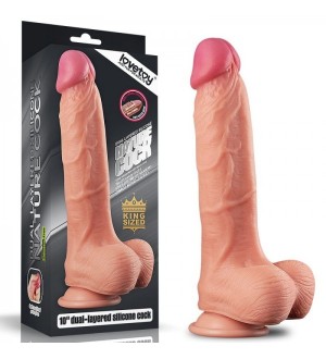 Mega Dildo realista con ventosa de 10" Dual Layer Platinum Silicone Cock