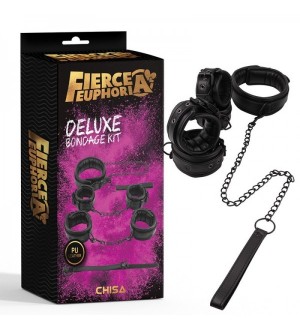 Set sado de 4 piezas Deluxe Bondage Kit: esposas, mordaza y collar