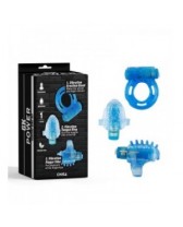 Set de mini vibradores Teasers Ring Kit-BLUE Multiusos para lengua, dedos y pene