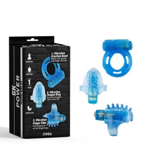 Set de mini vibradores Teasers Ring Kit-BLUE Multiusos para lengua, dedos y pene