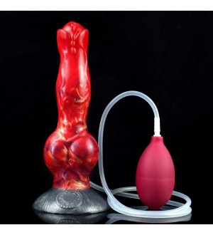 Monster dildo Dog style con función de eyaculación base negra