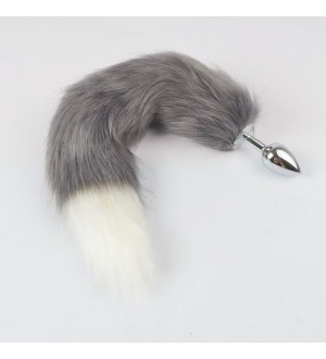 Plug anal de metal con colita de zorro Gray foxy tail