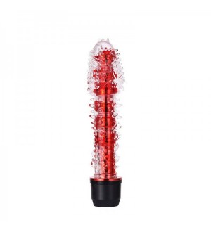 Vibrador clásico de plástico con funda suave transparente Red