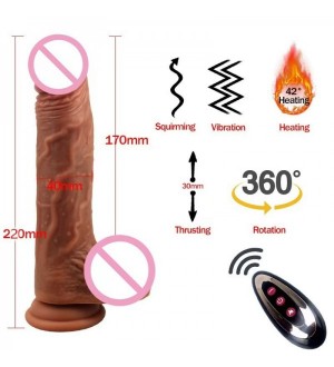 Vibrador realista multifunción con ventosa y recargable a control remoto