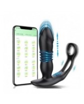 Masajeador vibrador de prostata telescópico con anillo para pene con App