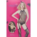 Enterizo o bodystocking de red con ligas para pierna Traviesa Vaqua