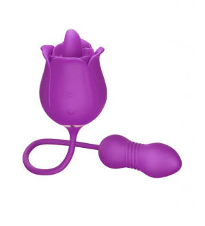Vibrador rosa 2 en 1 con lamido para clítoris y vibración al punto G