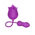 Vibrador rosa 2 en 1 con lamido para clítoris y vibración al punto G