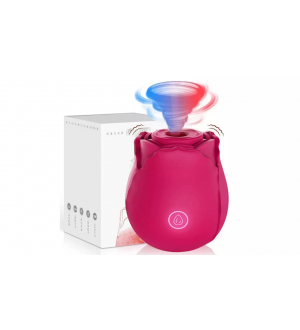 Vibrador succionador de clítoris rosa con 10 modos de vibración.