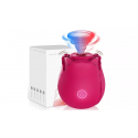 Vibrador succionador de clítoris rosa con 10 modos de vibración.