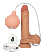 Dildo vibrador eyaculador con calefacción a control remoto