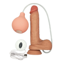Dildo vibrador eyaculador con calefacción a control remoto