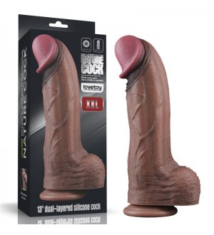 Dildo realista de silicona de 13 inch con ventosa Dual Layered XXL