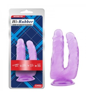 Dildo doble de PVC de 6.3 Inch con ventosa Dildo-Purple