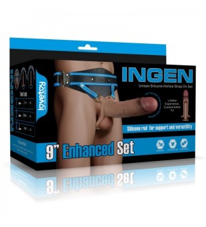 Dildo realista con arnés - Ingen 9 inch Enhanced Set Talla XS/S/M (Flesh)