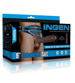 Dildo realista con arnés - Ingen 9 inch Enhanced Set Talla L/XL/2XL (Black)