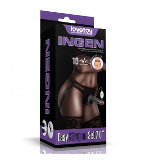 Dildo vibrador de TPE con arnés - Vibrating Easy Strapon Set 7.0 inch Black