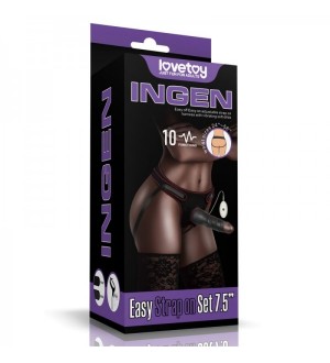 Dildo vibrador de TPE con arnés - Vibrating Easy Strapon Set 7.5 inch Black