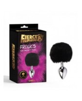 Plug anal de metal con cola negra Frolics Fur Tail Butt Plug