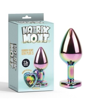 Plug anal de metal con joya Rainbow Heart Gem Plug S