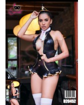 Traje de fantasía o disfraz erótico de Azafata de 4 piezas