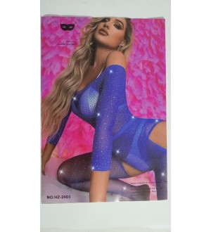 Enterizo de red o bodystocking Electric Blue con brillos