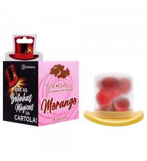 Bolitas eróticas explosivas SIX BALL BOLINHA BEIJÁVEL - 6 unid Morango