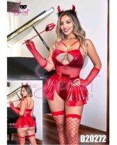 Traje de fantasia o disfraz erótico de Diablita Hot de 6 piezas