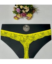 Tanga hilo de malla transparente y encaje en la cola