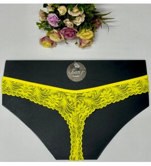 Tanga hilo de malla transparente y encaje en la cola