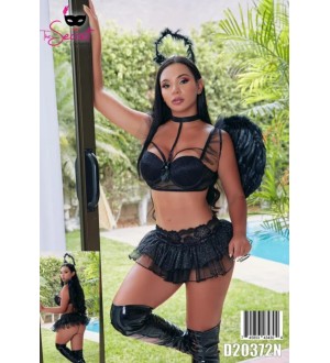 Traje de fantasía o disfraz erótico de Angelita Dark de 5 piezas