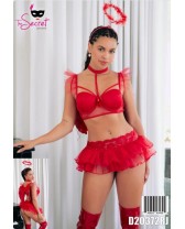 Traje de fantasía o disfraz erótico de Angelita Red Fire de 5 piezas
