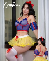 Traje de fantasía o disfraz erótico de sexy Blanca nieves de 6 piezas