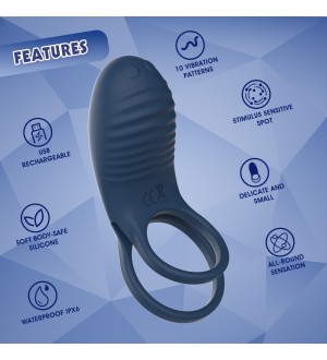 Anillo de pene vibrador recargable Cuttlefish cock Ring