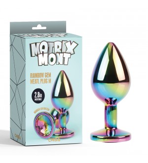 Plug anal metálico con joya Rainbow Gem Meatl Plug M