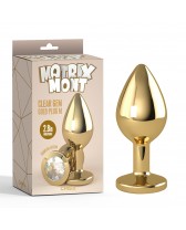 Plug anal metálico con joya Clear Gem Gold Plug M