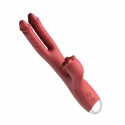 Vibrador doble tipo rabbit con golpeteo -Double Stroking Dong with Rabbit
